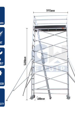 2.4M Narrow Aluminium Mobile Scaffold Tower (Platform height)