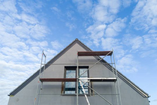 Australian house under renovation with kwikstage scaffolding installed for exterior wall access